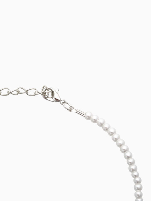 Чокер «Сердце» жемчужные бусины, белый в серебре, 32 см + 5 см доп, цепочка