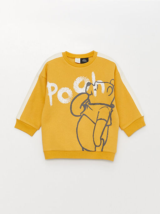 Bisiklet Yaka Uzun Kollu Winnie the Pooh Bask?l? Erkek Bebek Sweatshirt ve Pantolon 2li Tak?m - Waikiki фото 2