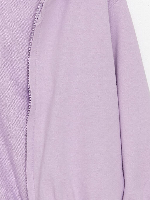 Kap??onlu Uzun Kollu K?z Bebek Fermuarl? Sweatshirt