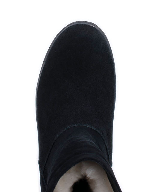 Полусапоги женские на литой подошве., Черные. Замша. Молния. Подклад овчина.