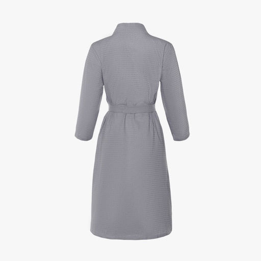 Халат вафельный женский Экономь и Я рукав 3/4, размер 54-56, серый, 100% хлопок, 200 г/м²