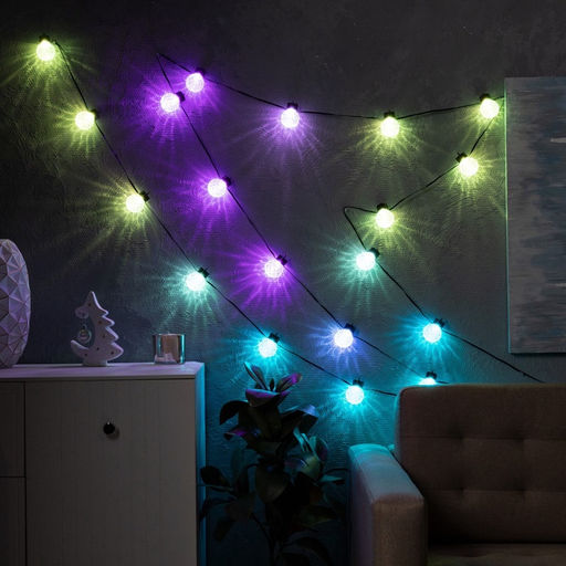 Умная гирлянда Нить 6 м с насадками Пузырьки, IP20, тёмная нить, 20 LED, свечение RGB, USB - Luazon lighting фото 4
