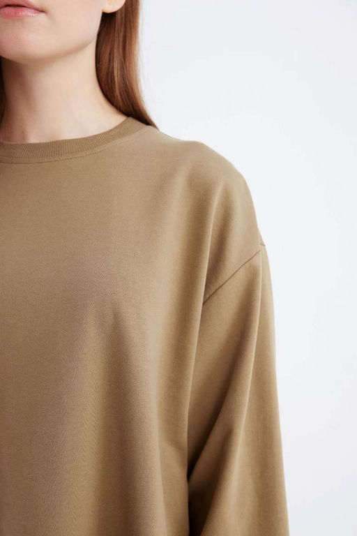 Базовый однотонный свитшот-туника с круглым вырезом стандартного кроя - Defacto фото 5