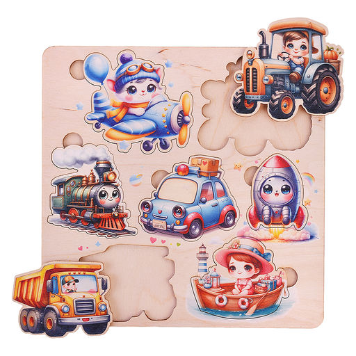 Пазл вкладыш деревянный Транспорт цветной - Задира фото 2