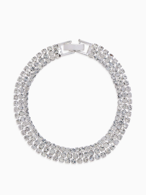 Браслет со стразами Лёд элегантность, 3 ряда, цвет белый в серебре, L=18 см