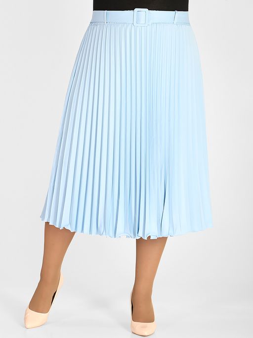 Плиссированная юбка миди с поясом - Almond фото 10