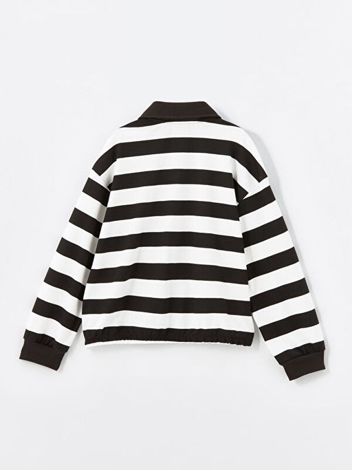 Polo Yaka ?izgili Uzun Kollu K?z ?ocuk Sweatshirt - Waikiki фото 2