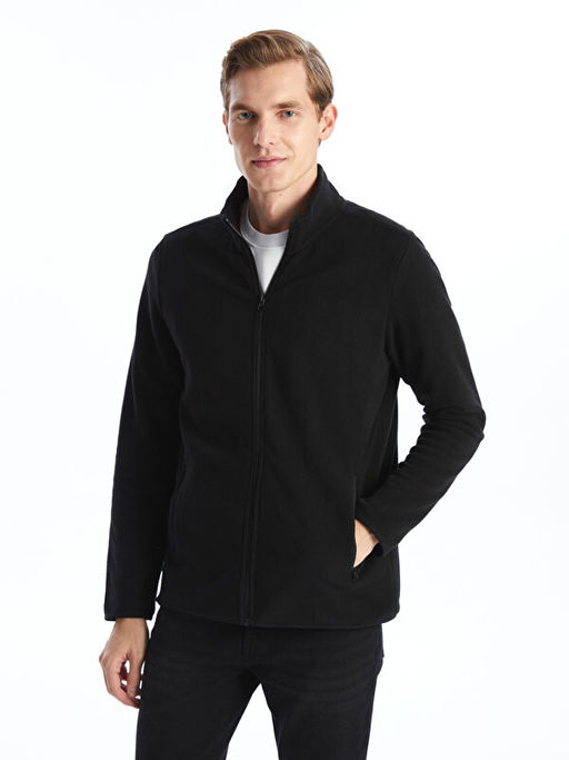 Dik Yaka Uzun Kollu Polar Erkek Fermuarl? Sweatshirt