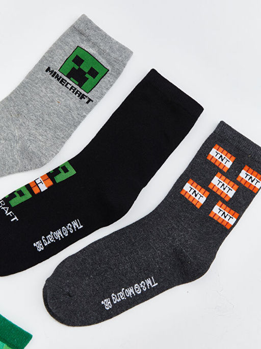 Minecraft Desenli Erkek ?ocuk Soket ?orap 5li