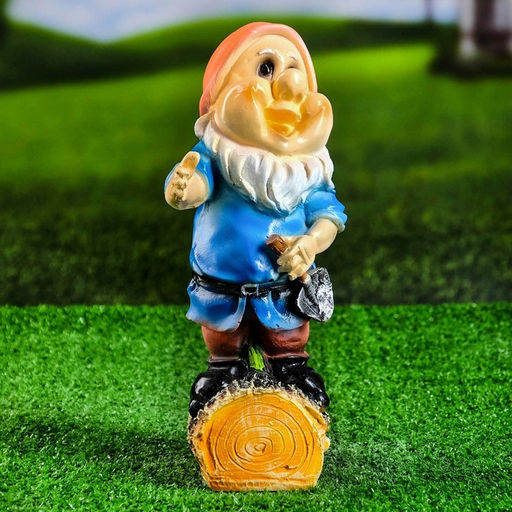 Садовая фигура из полистоуна «Гномик с лопатой», 15×12×30 см