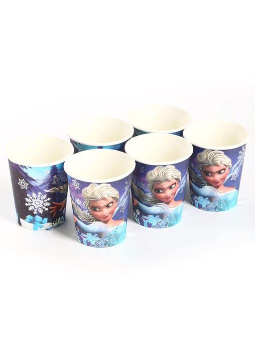 Цена за 6 шт. Стакан одноразовый бумажный с тиснением, 250 мл, Холодное сердце