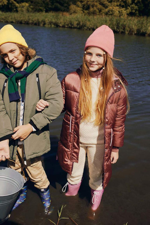 Длинное пальто с капюшоном для девочек - Defacto фото 2