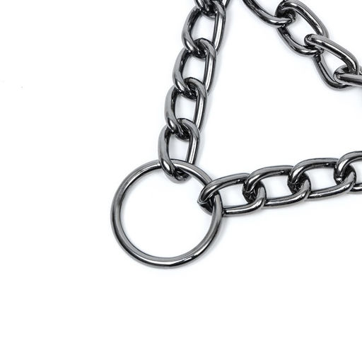 Ошейник - полуудавка металлический трехрядный, 50 см, толщина проволоки 2,5 мм, черный - Пижон фото 4