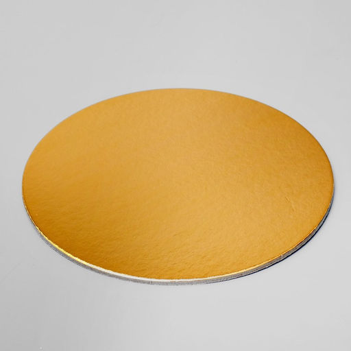 Цена за 10 шт. Подложка для торта усиленная 18 см, золото - белый, 3.2 мм