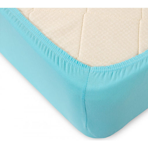 Простыня на резинке кулирка голубой