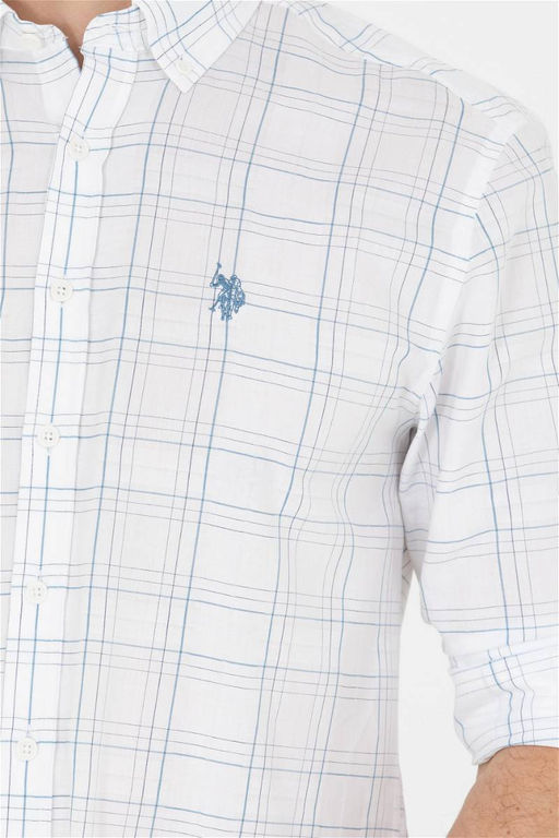 U. S. Polo Assn Мужская синяя белая рубашка в шотландскую клетку - U.s. polo assn фото 14