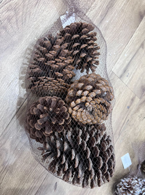 Композиция новогодняя "Шишки в лесу" (набор 6 шт) 12 см