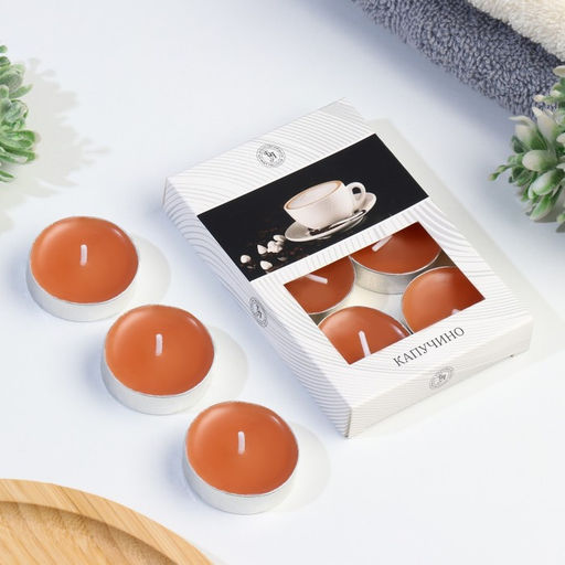 Цена за 2 шт. Набор свечей ароматических чайных «Капучино», в подарочной коробке, 6 шт.