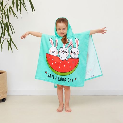 Полотенце-пончо детское махровое Крошка Я Зайчики 60х120см, 100% хлопок, 300гр/м2  фото 17