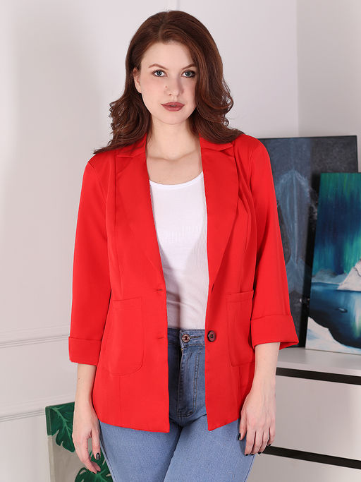 Пиджак женский больших размеров красный - Almond фото 3