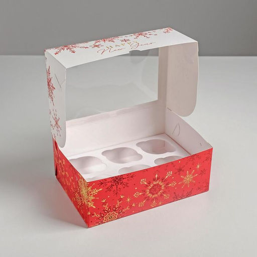 Цена за 5 шт. Коробка для капкейков Let it snow, Новый год, 17×25×10 см