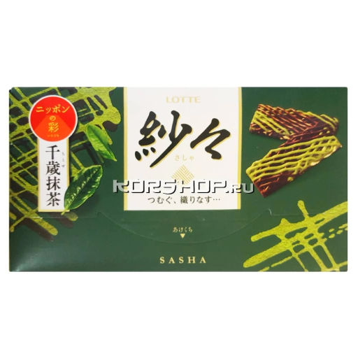 Шоколад Саше с зеленым чаем Матча Lotte, Япония, 69 г
