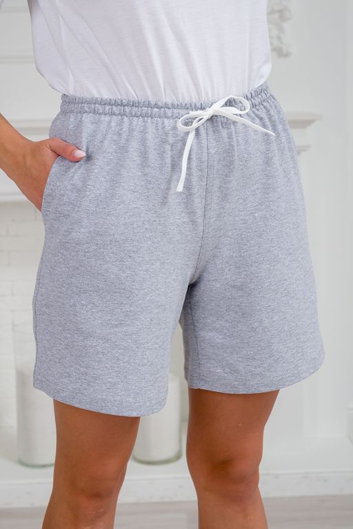 Шорты женские из футера Таиланд серый меланж макси - Амадэль фото 4