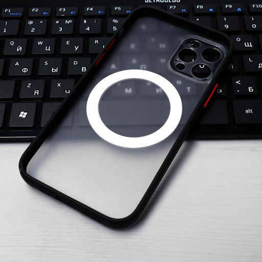 Чехол LuazON для iPhone 12 Pro, поддержка MagSafe, с окантовкой, пластиковый, черный - Luazon home фото 3