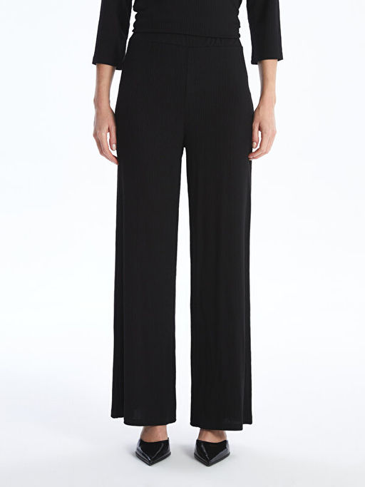 Beli Lastikli D?z Geni? Pa?a Kad?n Pantolon