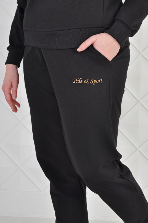 Арт. 2353 Костюм с брюками женский 50-58 (5 шт) Цвет:верх-черный,низ-черный - Калинка фото 13