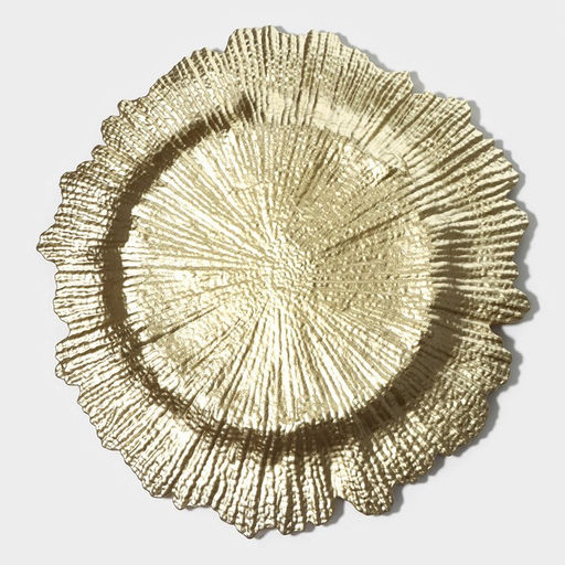 Тарелка-блюдо подстановочное Magistro Сияние, d=34 см, стекло, золотистая фото 4