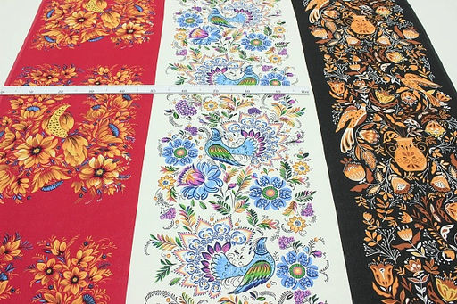 Рогожка Народные мотивы, ш.1.5м, хлопок-100%, 180гр/м.кв, раппорт 63см - Купава фото 2