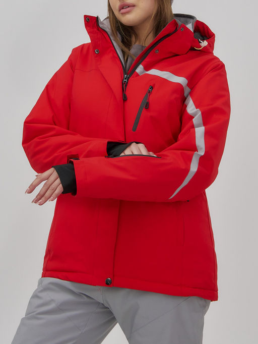 Горнолыжный костюм женский зимний красного цвета 07017Kr