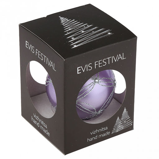 Елочная игрушка шар стеклянная д8см, сиреневый металлик, ручная художественная роспись, подарочная упаковка (Россия) - Домашняя мода фото 7