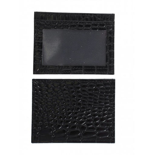 Обложка пропуск/карточка/проездной Croco-В-223 натуральная кожа черный крокодил (200) 264772