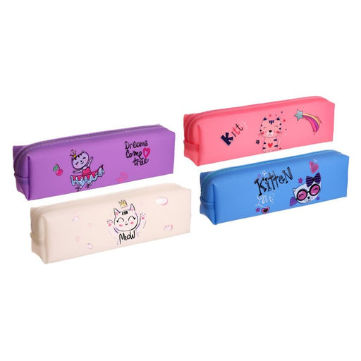 Пенал школьный на молнии «Кошечка», МИКС