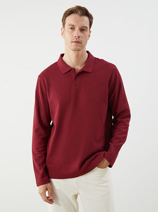 Polo Yaka Uzun Kollu Erkek Sweatshirt