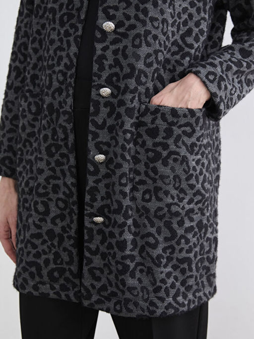 Bisiklet Yaka Leopar Desenli Kad?n H?rka