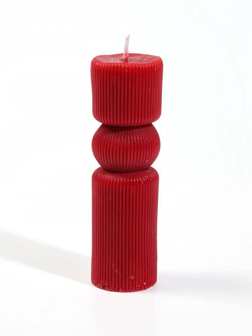 Свеча интерьерная «Бархатные полосы», 3.8×3.8×14 см, 140 г, 12 ч, красный