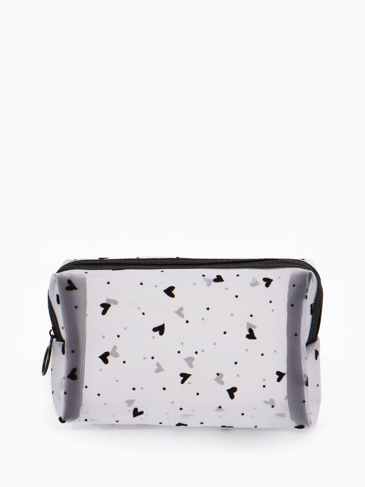 Косметичка дор Сердца, сетка 18*7,5*10, отд на молнии, белый