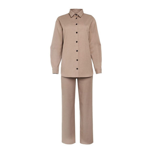 Костюм женский (рубашка, брюки) MINAKU: Casual Collection, бежевый, размер 48