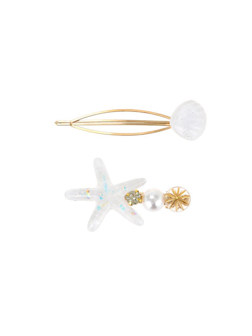 Цена за 3 шт. Набор для волос QF «Морская звезда», 1 зажим, 1 невидимка, 7 см, белый