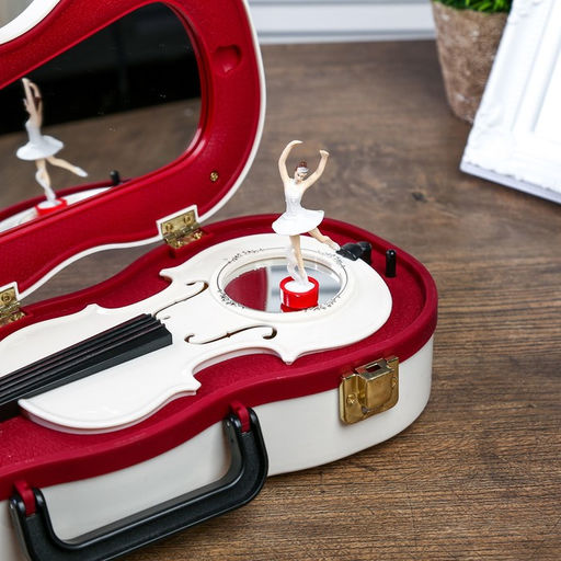 Шкатулка музыкальная механическая «Скрипка», пластик, белая, 6×34.5×12.7 см