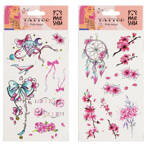 Наклейка-тату MESHU "Pink mood", 22*10см, инд. уп., европодвес (MS_52658)