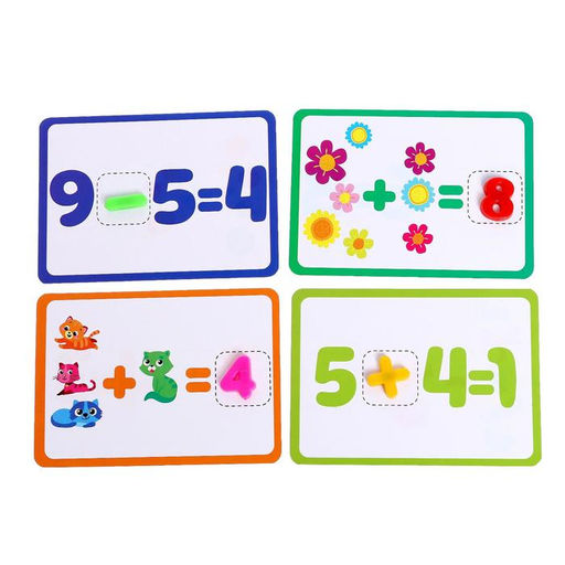 Обучающий набор: цифры на магнитах с карточками Весёлая математика, карточки с заданиями, по методике Монтессори - Iq-zabiaka фото 2