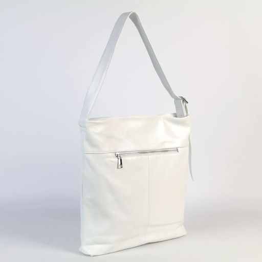 Женская кожаная плоская сумка хобо 209238 Вайт - Cidirro фото 3