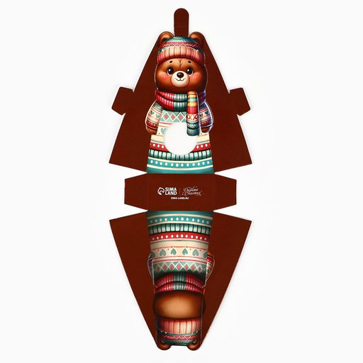 Цена за 5 шт. Коробка новогодняя складная с окном «Мишка», 6×12×3.5 см