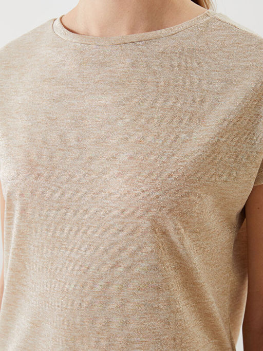 Dik Yaka Parlak G?r?n?ml? Kad?n Ti??rt