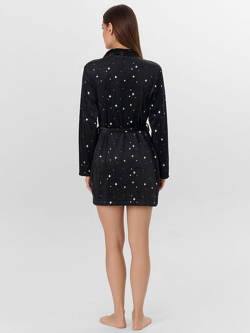 Халат женский черный с узором звезд - Mark formelle фото 2