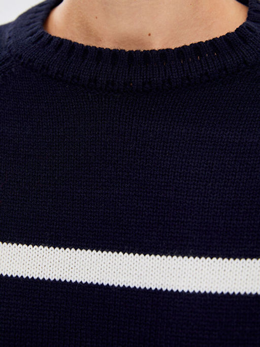 Bisiklet Yaka ?izgili Kad?n Triko Kazak